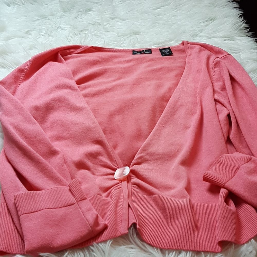 MODA INTERNATIONAL Woman's  FushaPink Silk Carnigan‎ Sweater XL - Picture 7 of 10